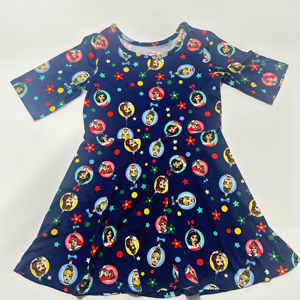 Disney Princess Christmas Holiday Winter Ornament Children’s Dress XS 4-5